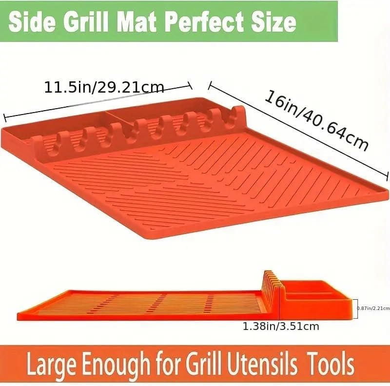 Emptycolor Silicone Grill Mat for Blackstone Griddle, Heat Resistant Non-Slip Griddle Mat for Outdoor Grill Cooking, Silicone Spatula Tool Mat for Blackstone Accessories with Drip Pad - Image 2